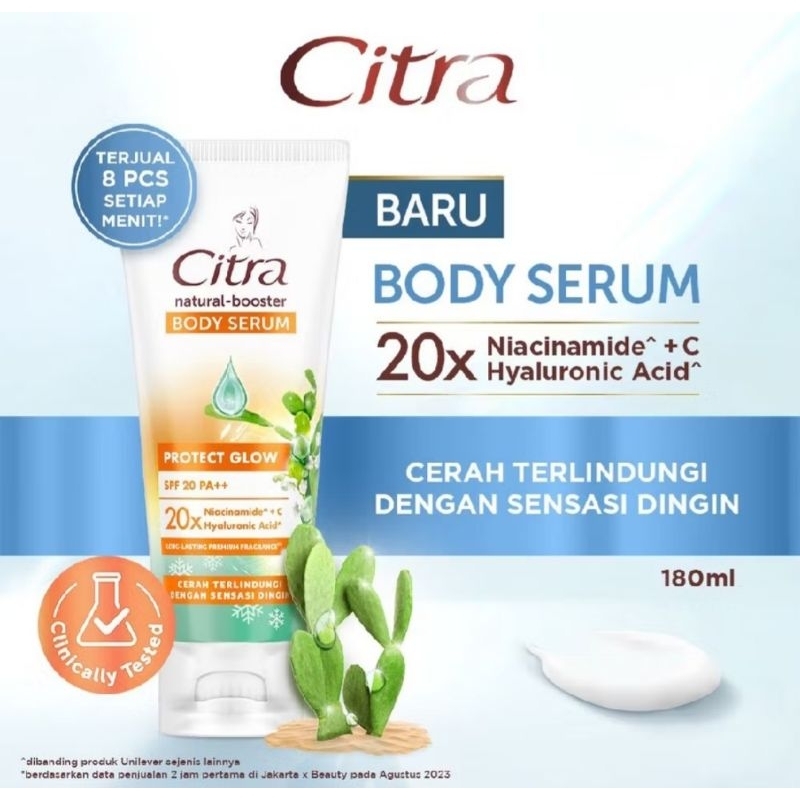 Citra Natural Booster Body Serum Protect Glow SPF 20 PA++ With 20 x Niacinamide + Vitamin 180ml  Exp