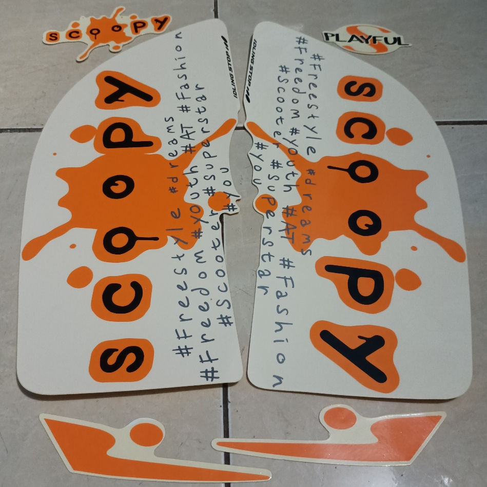 stiker striping honda scoopy playful 2018 cream lis body standar berkualitas original