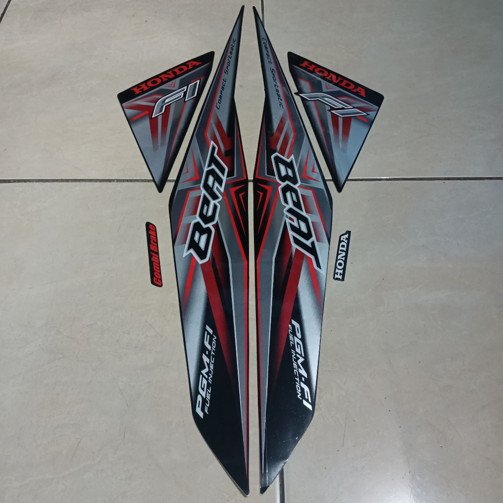 stiker striping honda beat fi 2015 hitam lis body standar berkualitas original