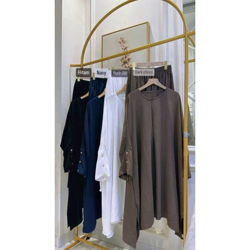 ONE SET HUMAIRA ONE SET ROK TUNIK SYARI CRINKLE AIR FLOW BUSUI SETELAN BAJU MUSLIMAH