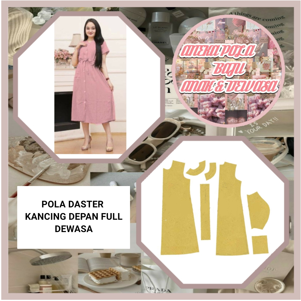 Pola Daster Kancing Depan Full Dewasa | Pola Instan Daster | Pola Jiplak | Pola Jahit |