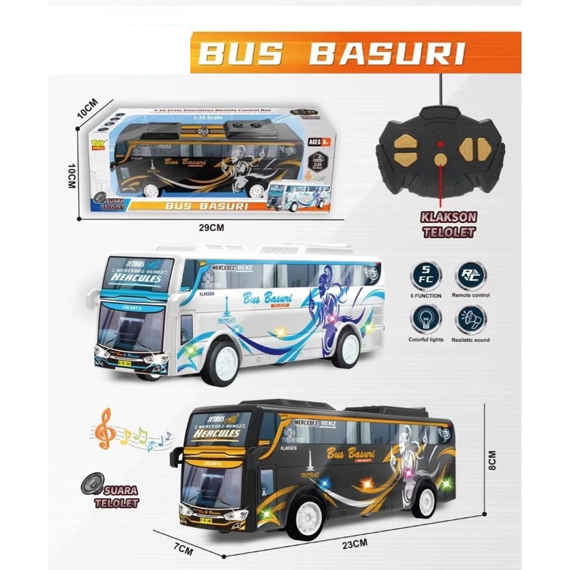 Mainan Anak RC BUS BASURI TELOLET 6176D Remote Control Basuri RC Bus Telolet Suara Telolet