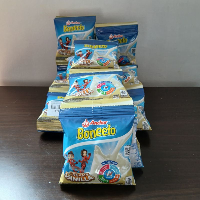 

Susu anak Anchor Boneeto 10 sachet varian cokelat dan vanilla exp panjang