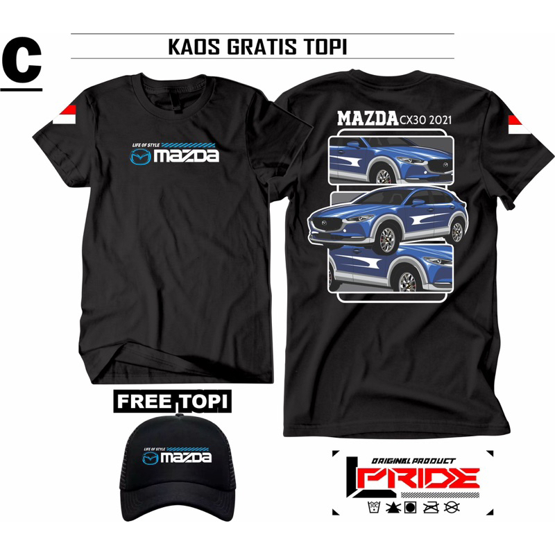 KAOS MAZDA FREE TOPI BAJU MAZDA GRATIS TOPI PRIA SIMPLE