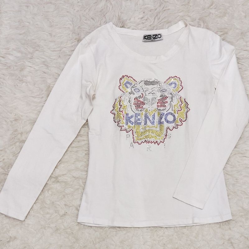 Kaos Kenzo Blinkblink Putih tangan panjang