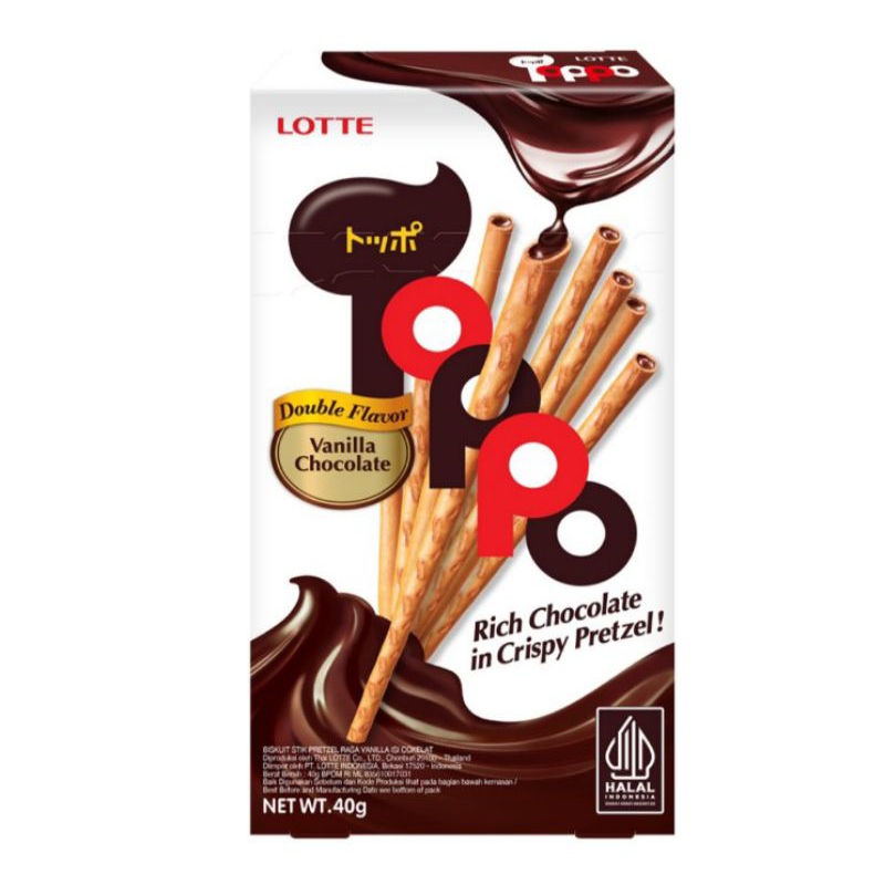 

Lotte Toppo Biskuit Stik Pretzel Cokelat Vanila 40 g