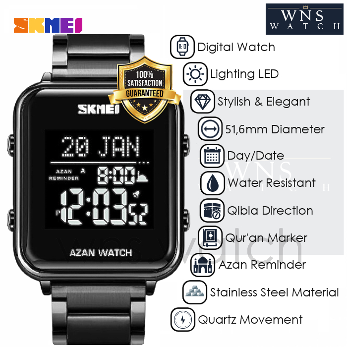 [LIMITED] Jam Tangan Digital Pria Original Muslim Qibla Wristwatch Penunjuk Arah Kiblat Waktu Adzan 