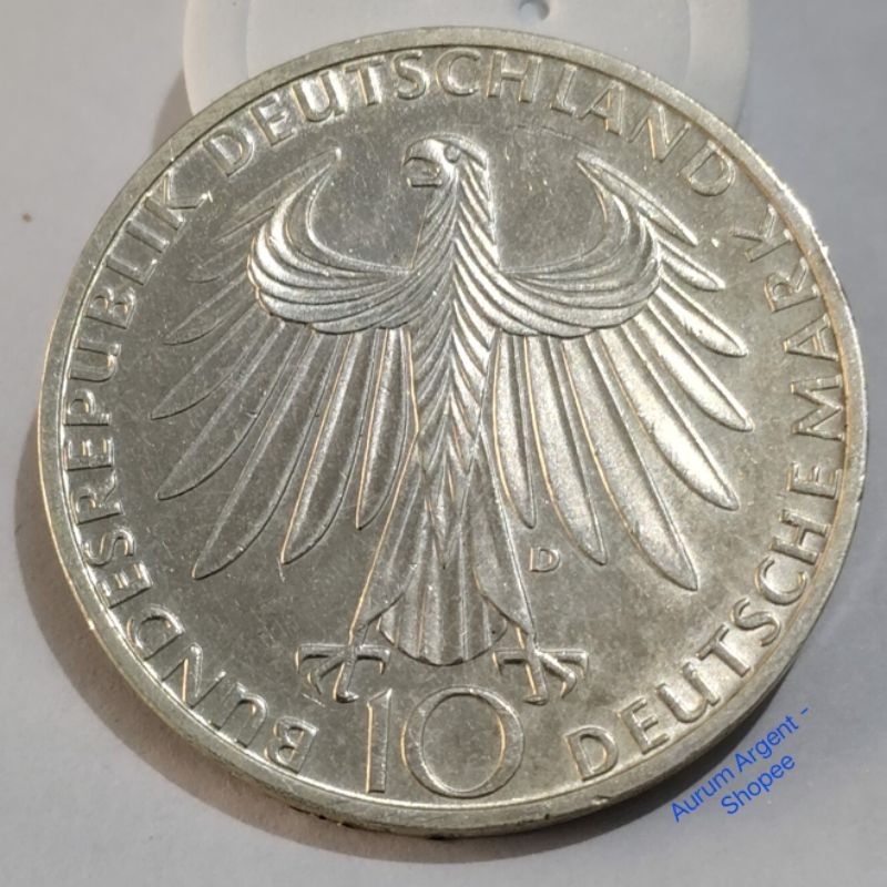 SSS.20S-- 1 PC KOIN PERAK KUNO ASLI 10 DEUTSCHE MARK OLYMPIC TH 1972. -- SILVER COIN --