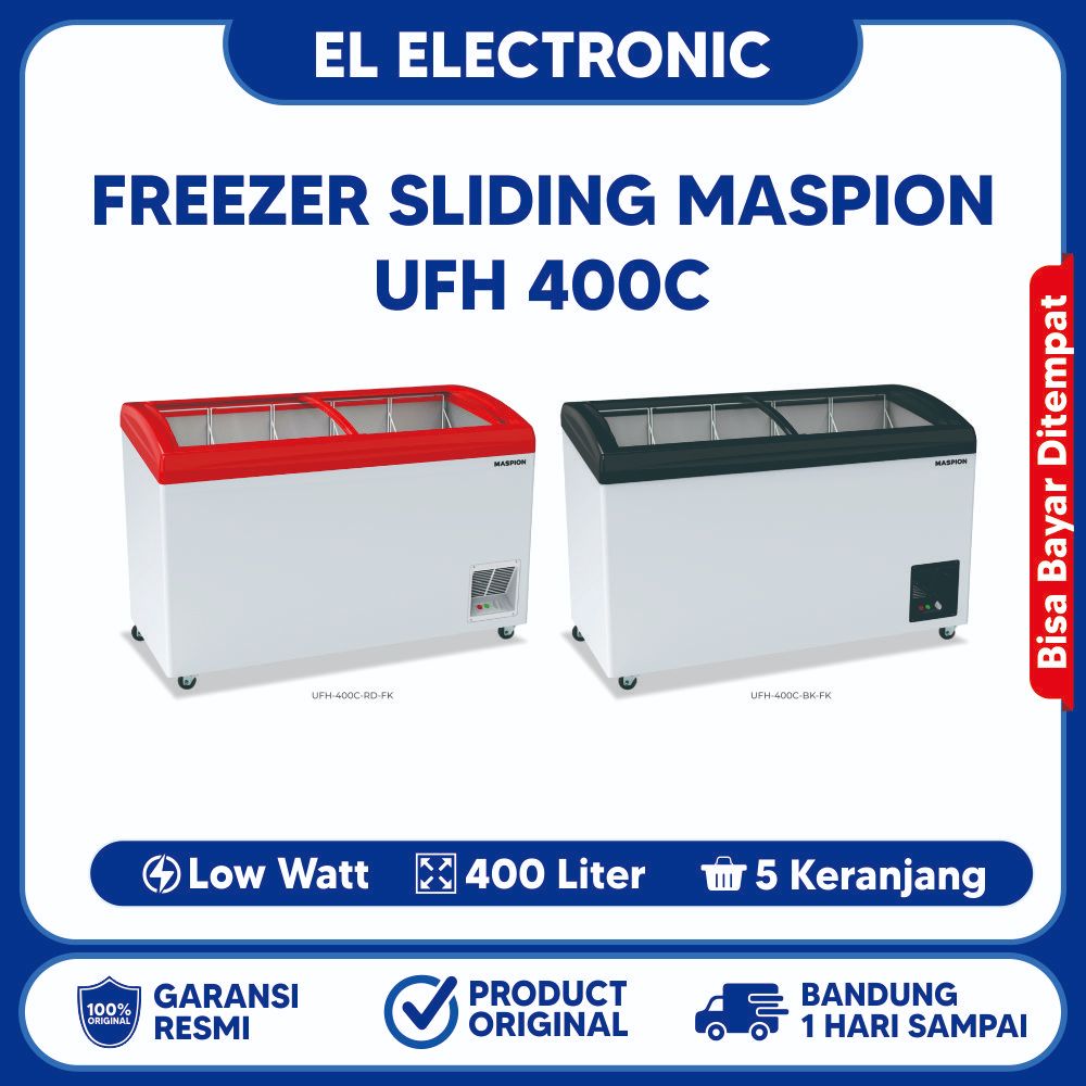 freezer maspion ufh 400c garansi resmi 400liter