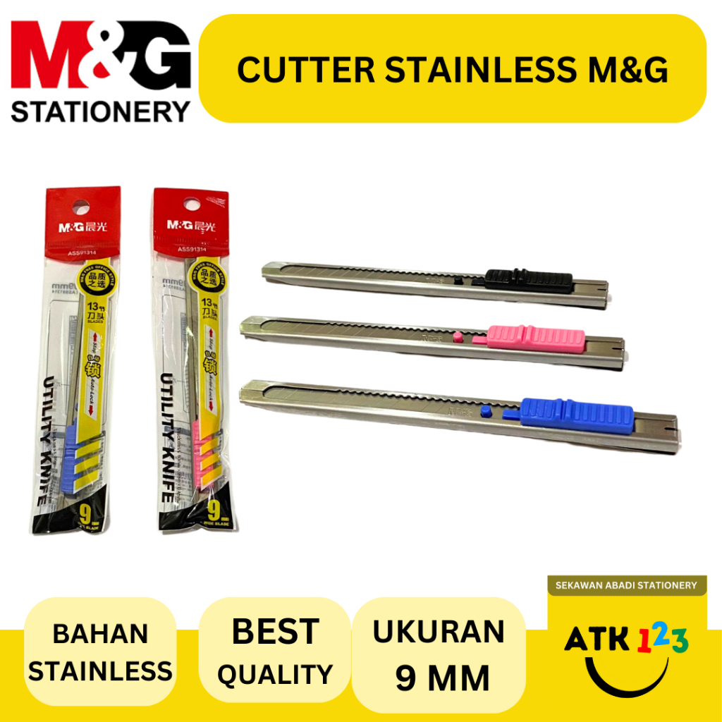 

Cutter Pisau Stainless Casing Ukuran Kecil 9mm Merk M&G