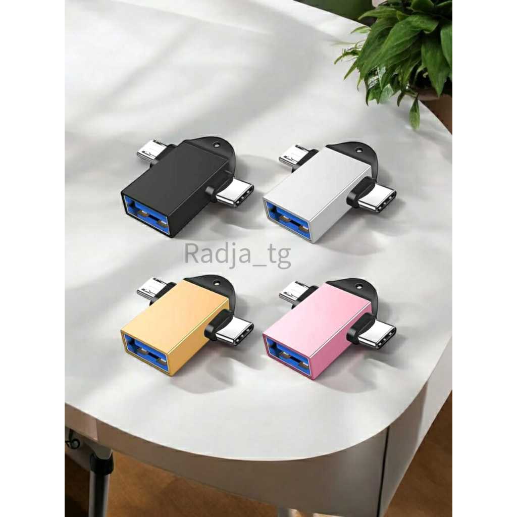 [ADA HARGA GROSIR] OTG Metal Type C dan Micro Cabang 2 in 1 Adaptor Conventer bahan metal / besi