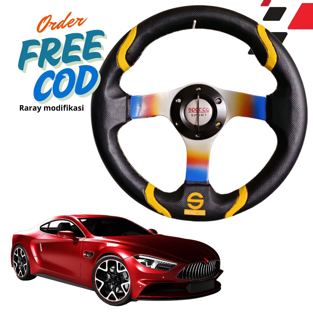 Stir variasi mobil racing sport - stir cincin fire warna gradasi sparcoo