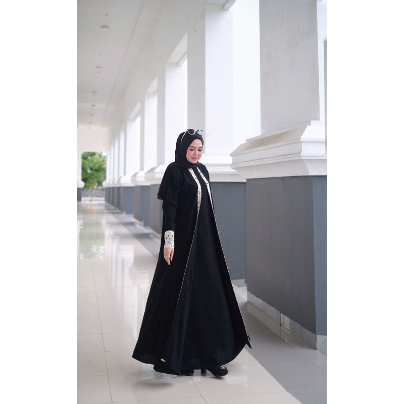HURREM BY MSF ABAYA MEWAH EDISI LEBARAN UMROH DAN HAJI  MODE GAMIS SET HIJAB SEGI EMPAT MEWAH BRANDE