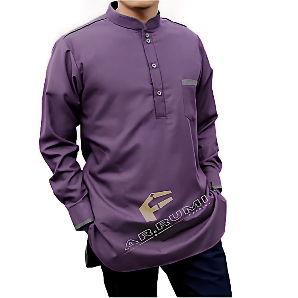 BAJU KOKO KURTA LENGAN PANJANG PRIA DEWASA LAVENDER PREMIUM