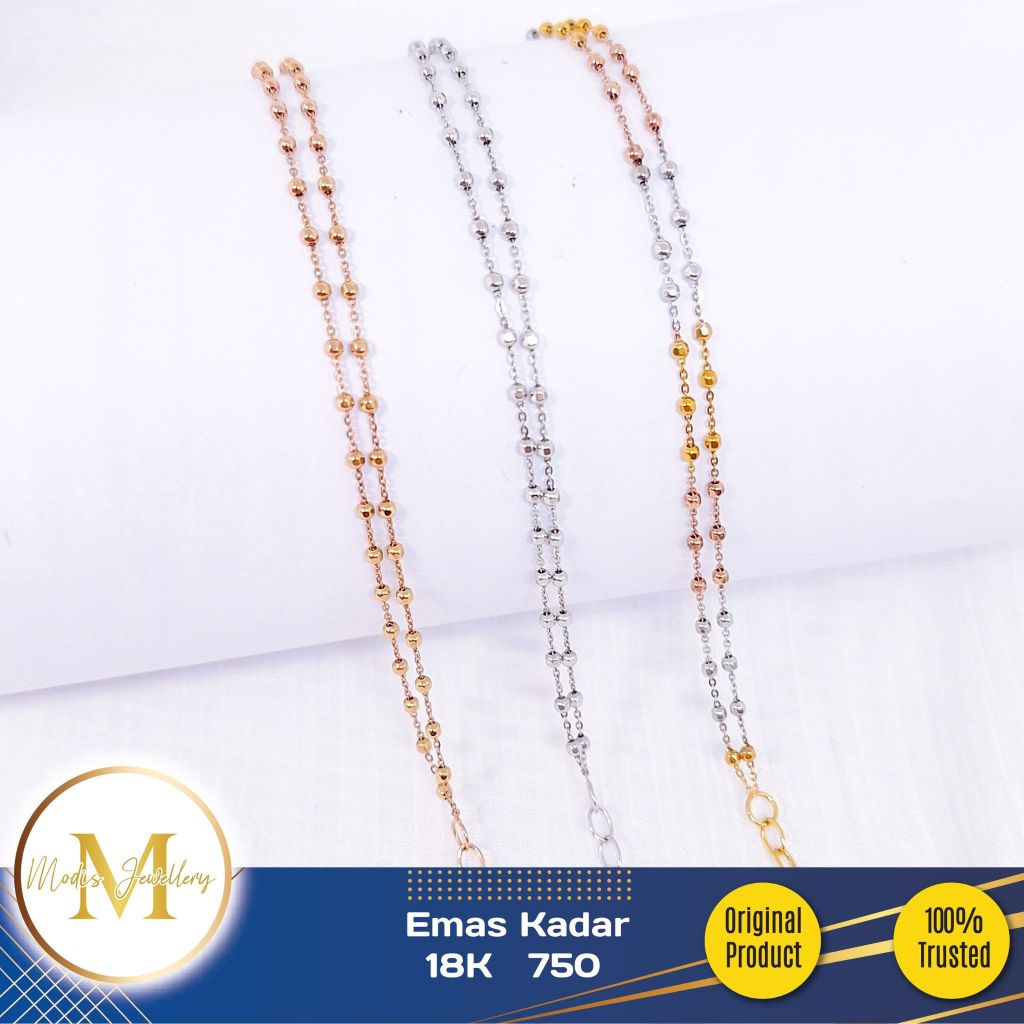 MODIS JEWELLERY - Gelang Jedar 2 Layer Emas Putih Rosegold Dan 3 Warna  - 17k 750