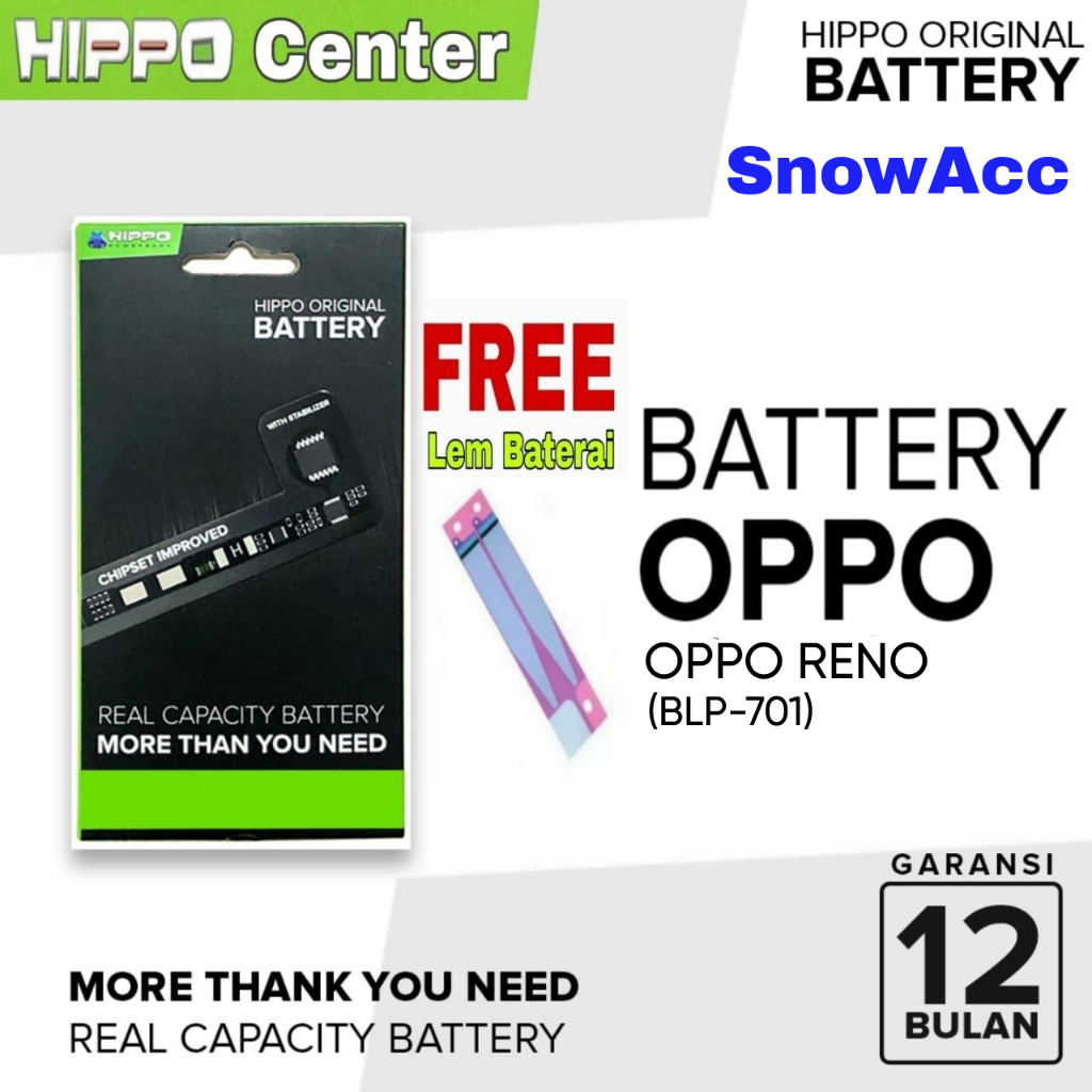 Hippo Baterai Original OPPO RENO Battery kode Baterai BLP-701 / BLP 701 / BLP701