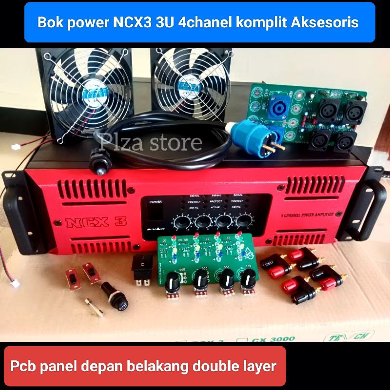 Bok power amplifier NCX 3 3u 4chanel komplit Aksesoris/Box power Ampli tipe NCX3 4 Chanel lengkap ac