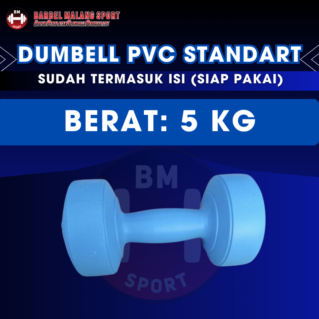 Dumbbell PVC Standar 5 Kg Biru