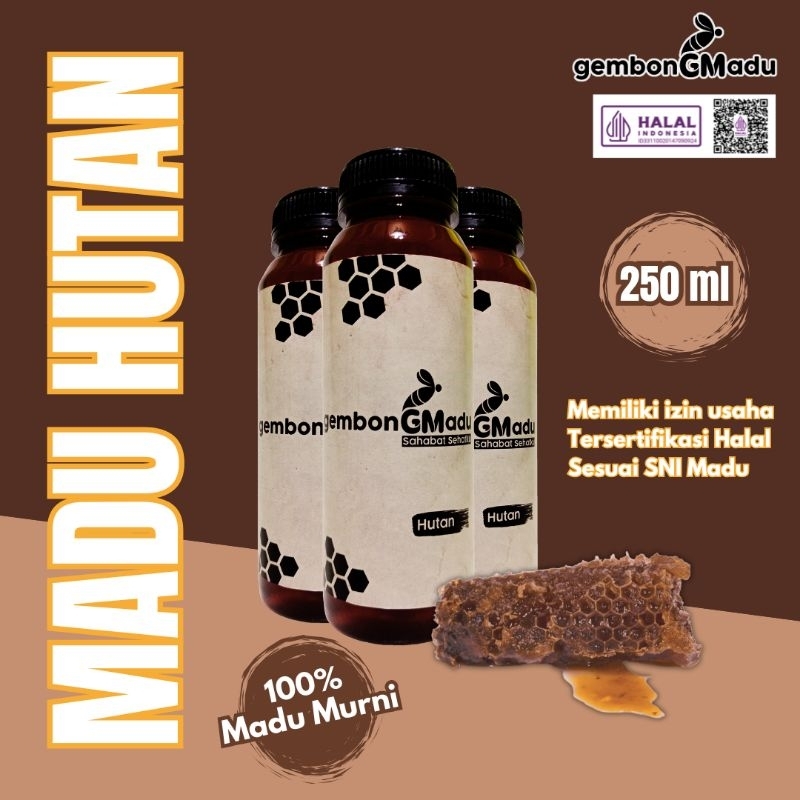 

Madu Asli 100% - Madu Hutan Murni Pure Honey Original SNI Premium 250 ml 350 gr - Gembong Madu