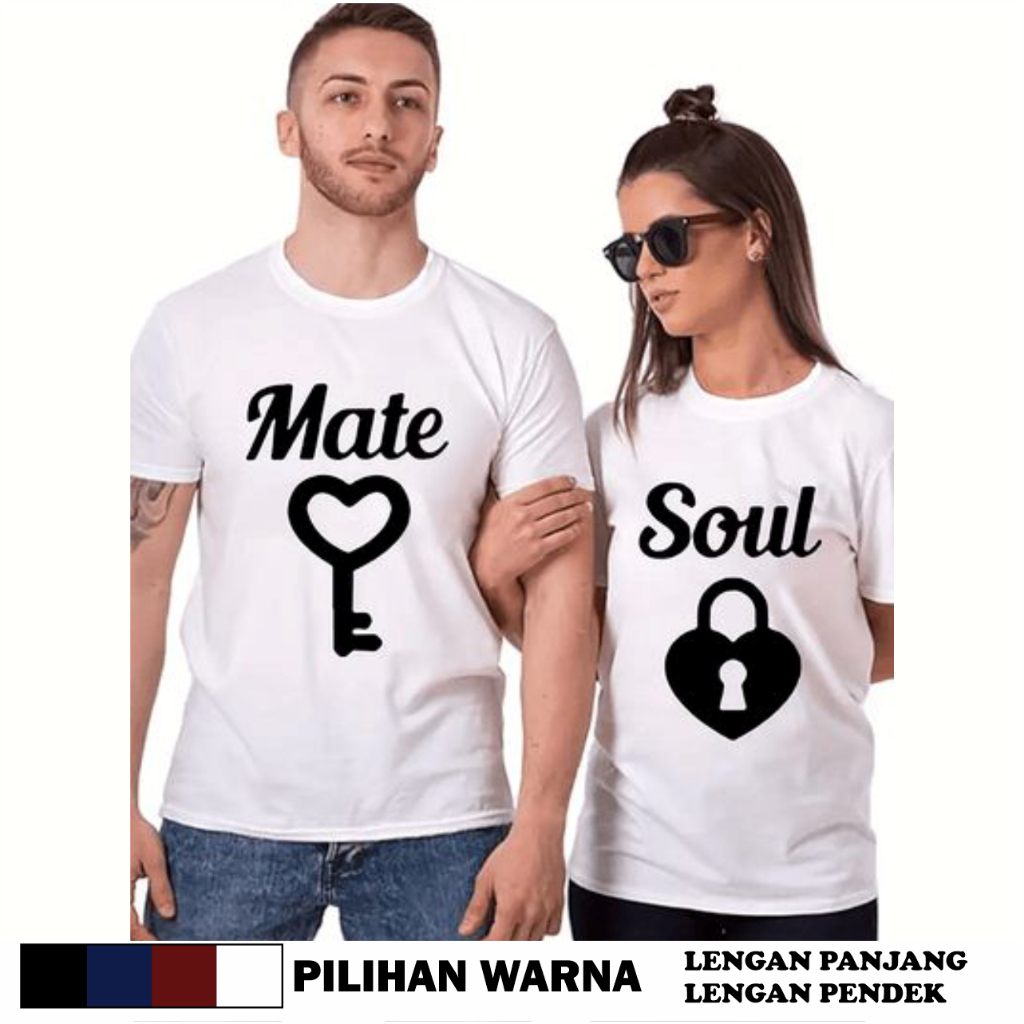 Baju Kaos Couple Dewasa Pasangan Mate Soul Big Size Lengan Panjang Lengan Pendek