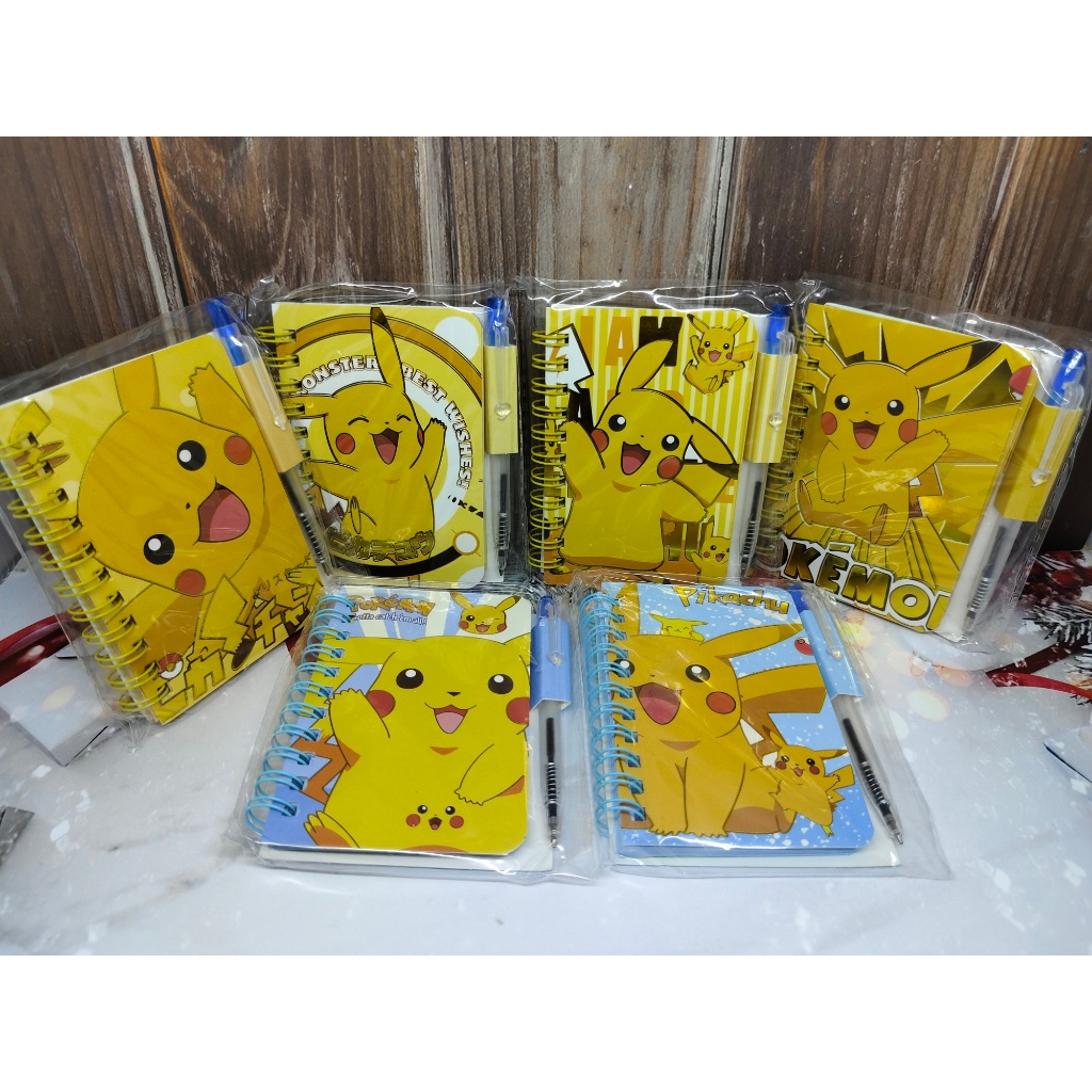 

Ring Notebook/Diary Mini A6 Pokemon Pikachu Isi Motif Berwarna Free Pen Mini