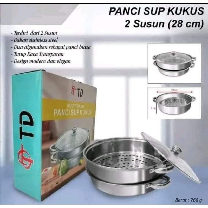 # panci kukus 2 susun stenlis serbaguna
