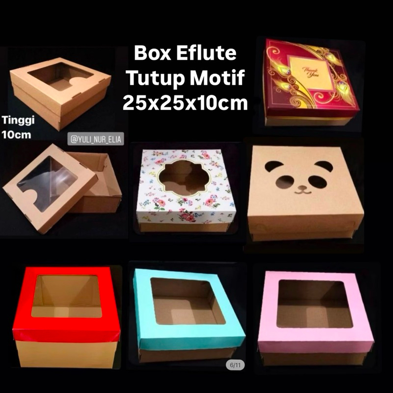 

Box Eflute Coklat 25x25x10cm Tutup Duplex Motif