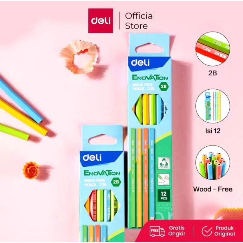 

Pensil Merk Deli Wood Enovation 2B EC-28 | Lucu Murah Satuan | Warna Terang