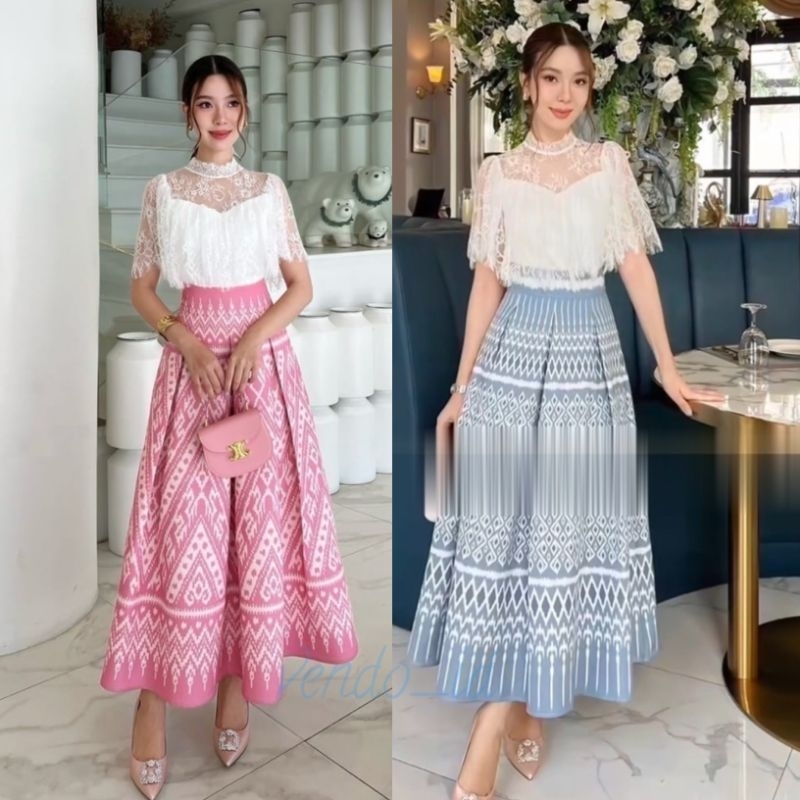 halter sleeve set top skirt lace brukat brokat premium europe paris dress gaun pesta wedding party e