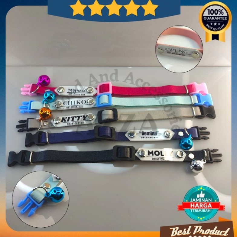 Direkomendasikan Kalung Kucing Nama Akrilik Bahan Kulit Lonceng Besar 14mm