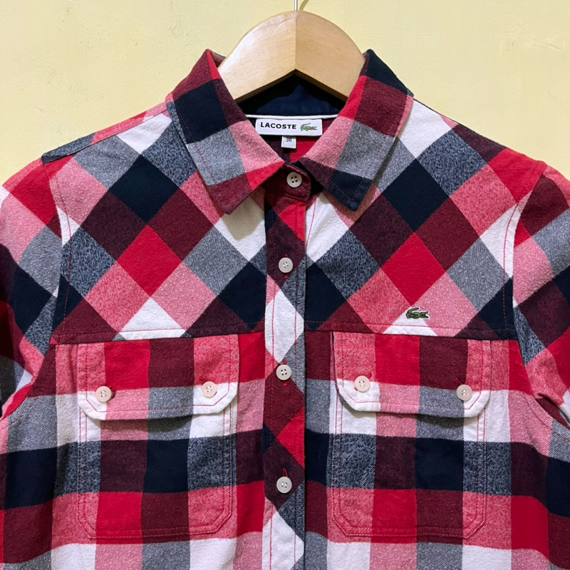 Kemeja Flannel Tunik LACOSTE Red White Black (XS)