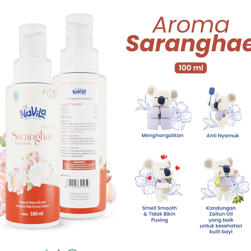 

PROMO BULAN INI Navila Telon Saranghae Minyak telon wangi dari navila dengan aroma manis dan fresh