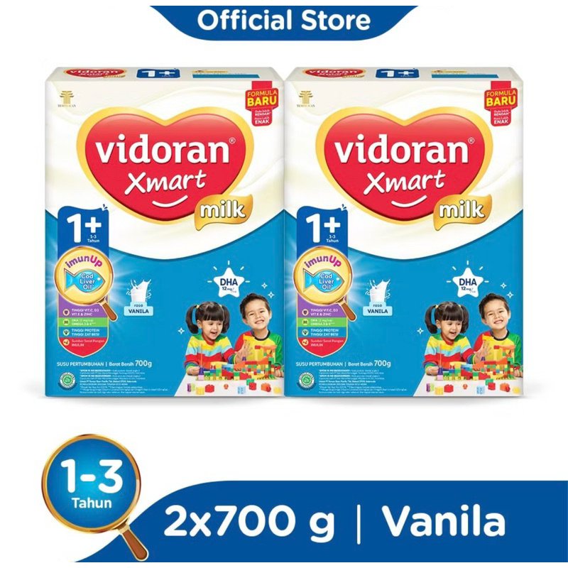 

Vidoran Xmart 1+ Imun Up Susu Formula Rasa VANILA [700 g] / 1 pcs - Exp : 12.2025