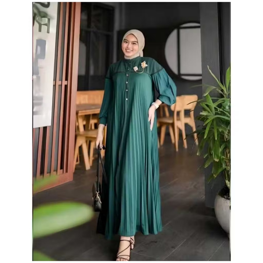 Baju Pesta Gamis Muslimah Busui Adem Mewah Elegan Trand Lebaran Viral Model Terbaru 2025 Dress Gaun 