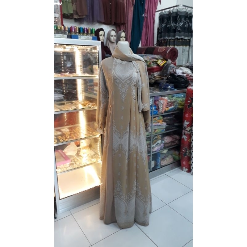 Gamis aysha sakira set hijab pasmina lebaran 2025