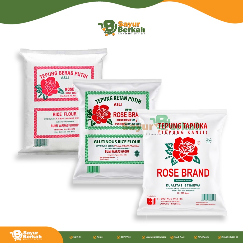 

Tepung ROSE BRAND Tapioka (Kanji)/Tepung Beras Putih/Tepung Ketan Putih 500 gr