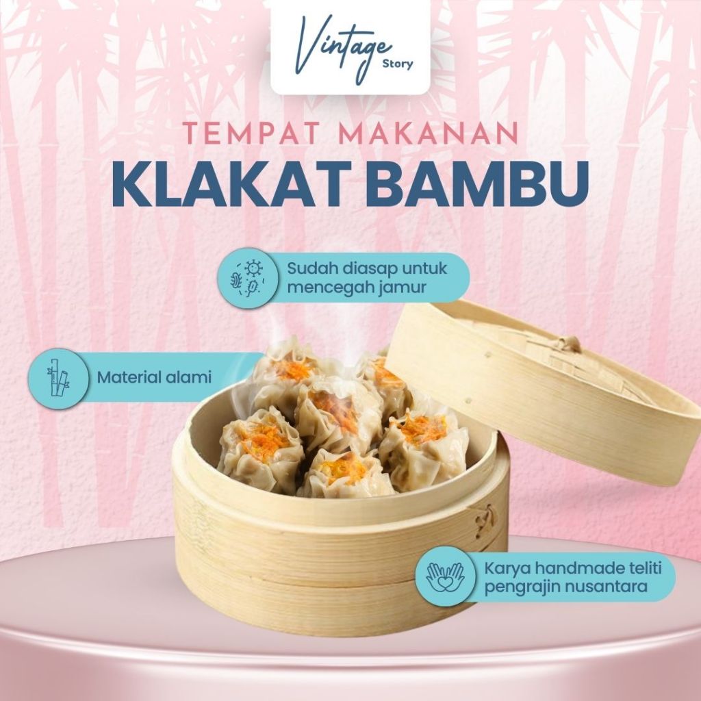Klakat Bambu Tempat Makanan Dimsum Kue Bakpao Siomay Kukus Serbaguna