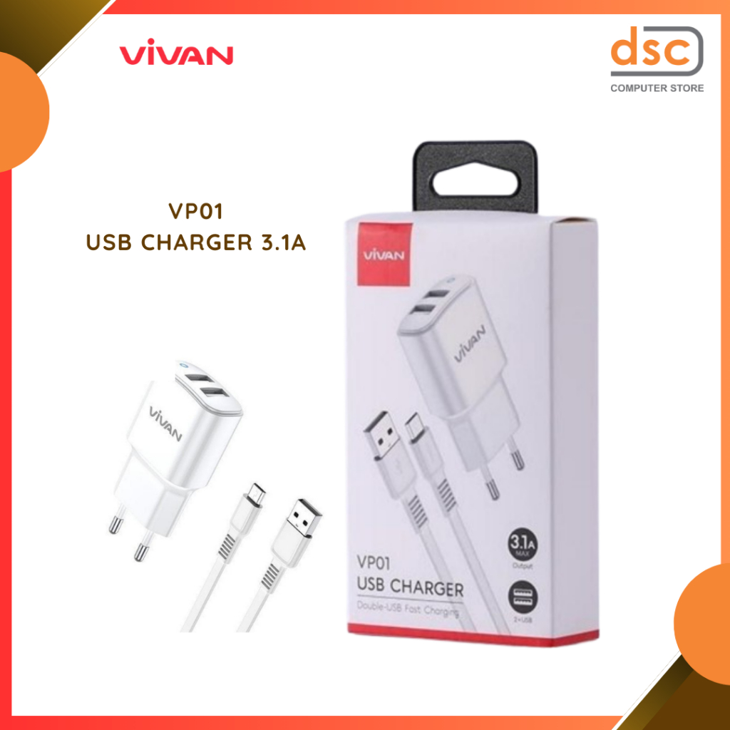 VIVAN VP01 Dual USB Charger Quick Charging 3.1A