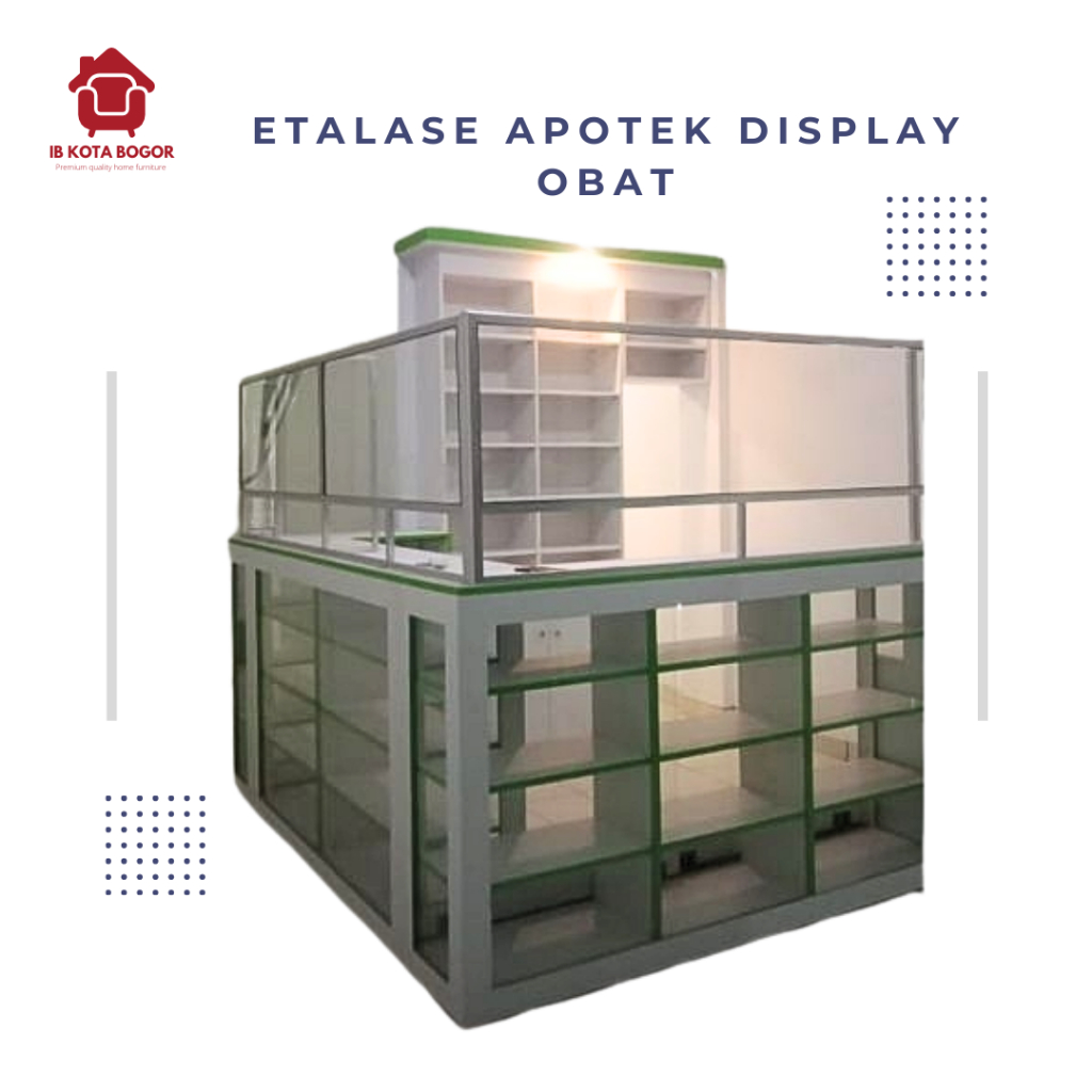 Etalase Apotek Custom Rak Display Obat Full Custom