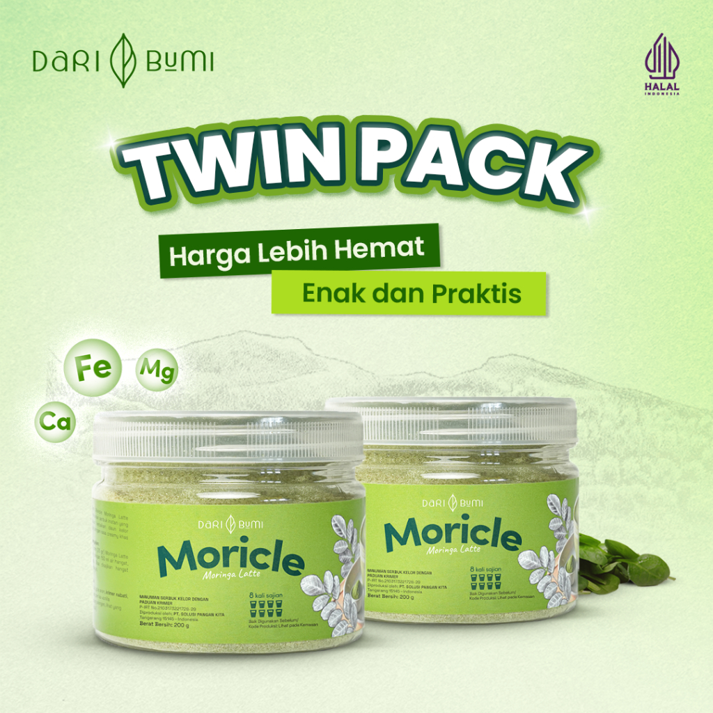 

Dari Bumi Paket Bundling Moricle Moringa Latte Minuman Daun Kelor Twin Pack 200 Gram