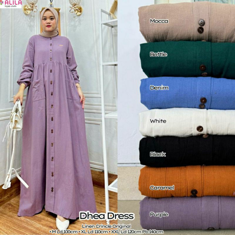 Dhea gamis polos Dress muslim Ld 100-120 JUMBO maxy by Alila