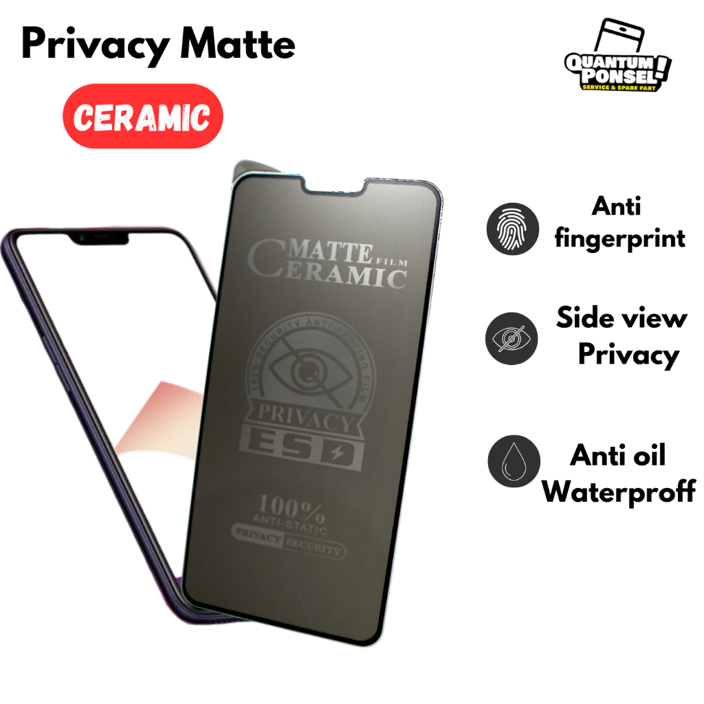 Temperglass Anti Spy Ceramic Matte For - Oppo  A1K/REALME C2 A32/A53/REALME 7i/A33 2020/C17/A54/A55 