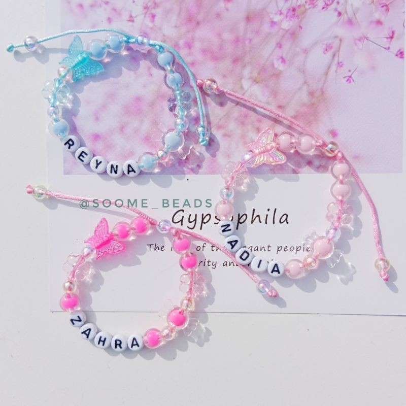 Gelang Manik Serut Anak Bisa Custom Nama