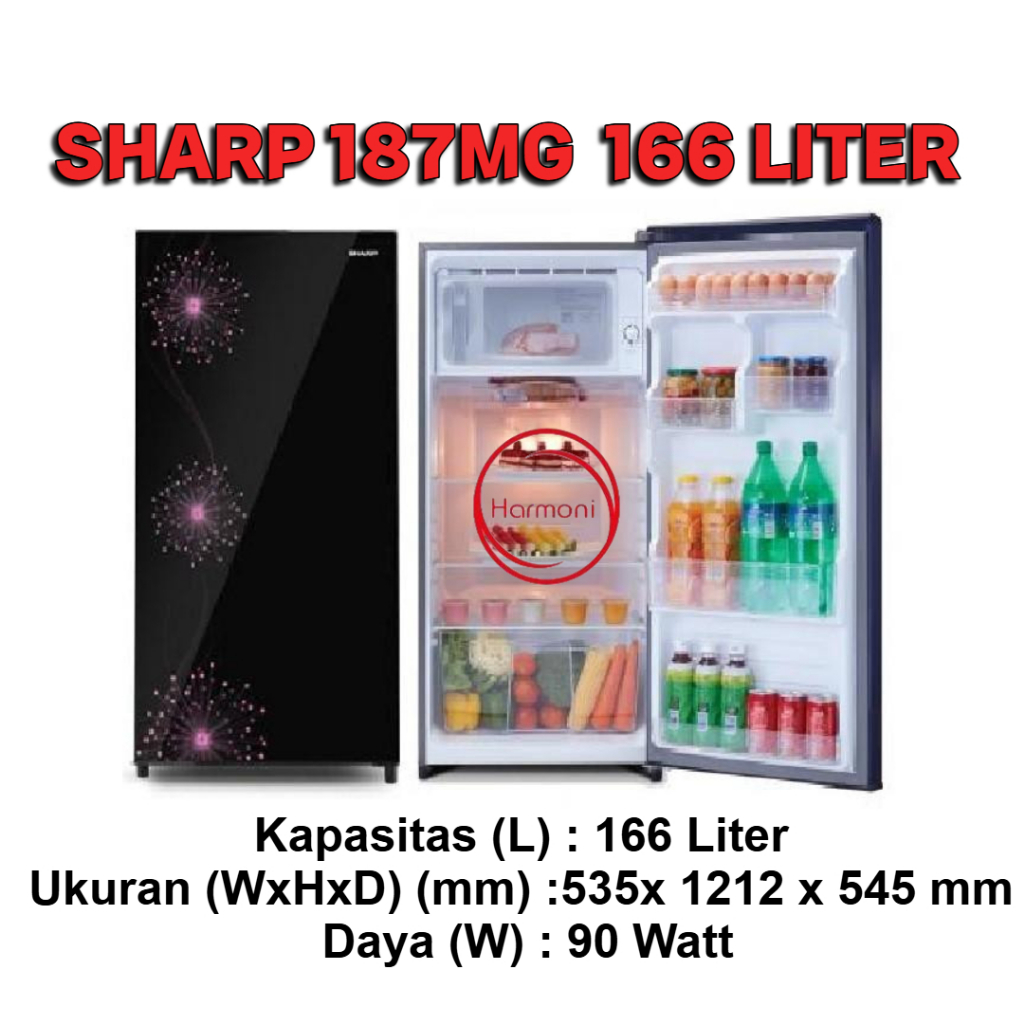 KULKAS SHARP 187 MG 166 LITER KULKAS SHARP 1 PINTU 187 MG 166 LITER KULKAS SHARP SJX 187 MG LEMARI E