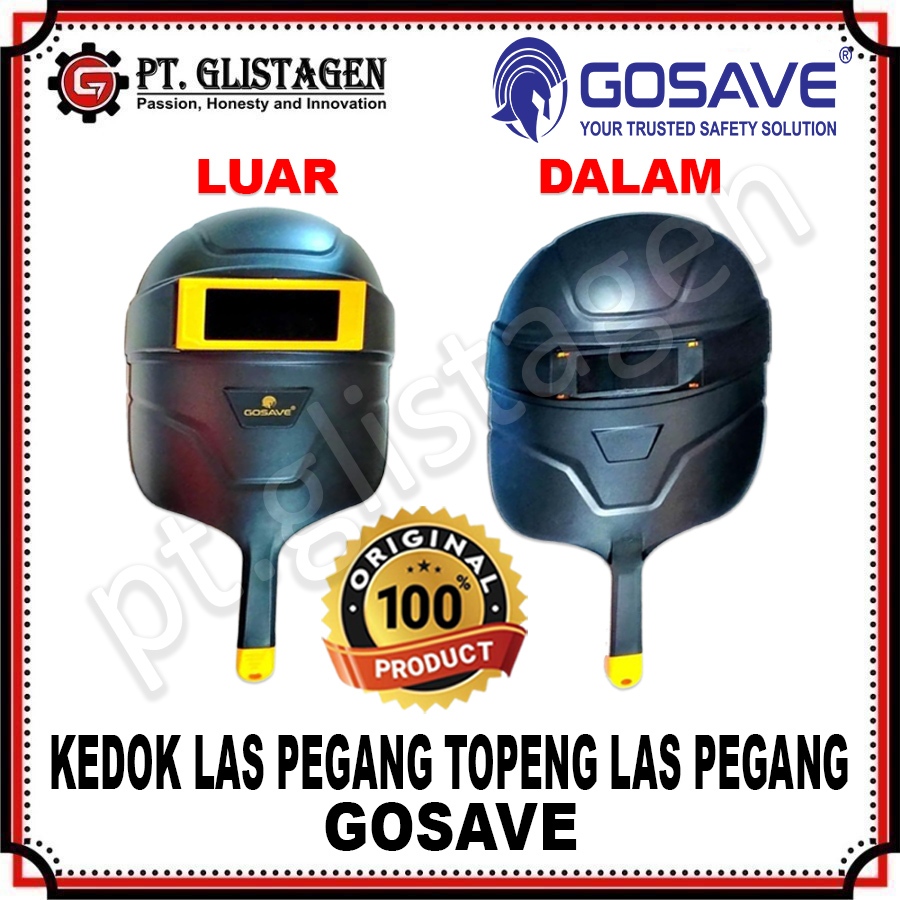 GOSAVE Kedok Las Pegang Topeng Pelindung Welding Face Topeng Las Pegang Kedok Las Pegang ORIGINAL GO