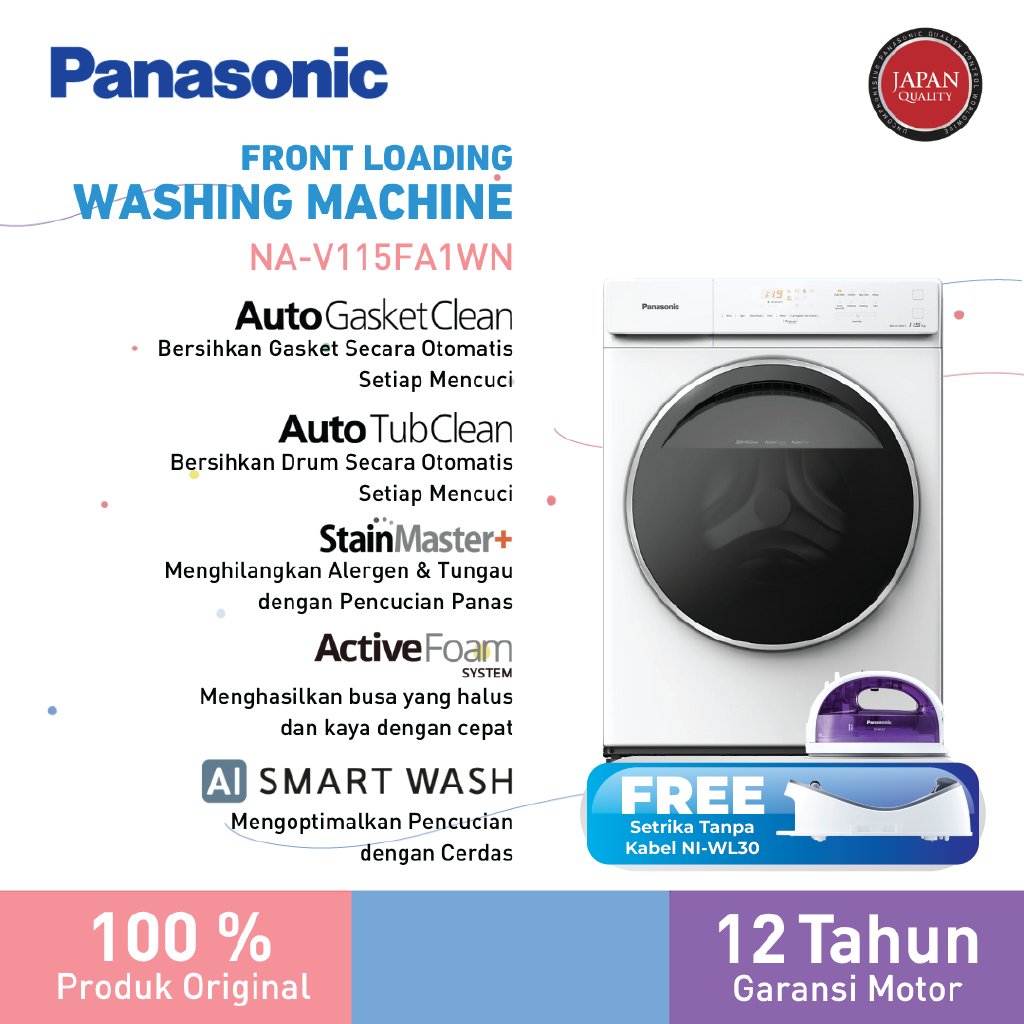 Panasonic NA-V115FA1WN Mesin Cuci Front Loading 11.5 Kg - Putih