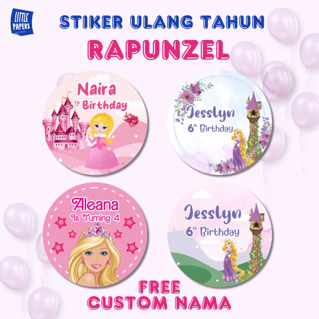 

Sticker Ulang Tahun Anak Free Custom Nama Rapunzel Birthday Littlepapers