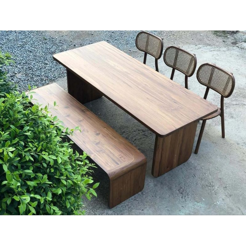 MEJA MAKAN MINIMALIS 150x80x75 | MEJA MAKAN KURSI 3 DENGAN 1 BANGKU