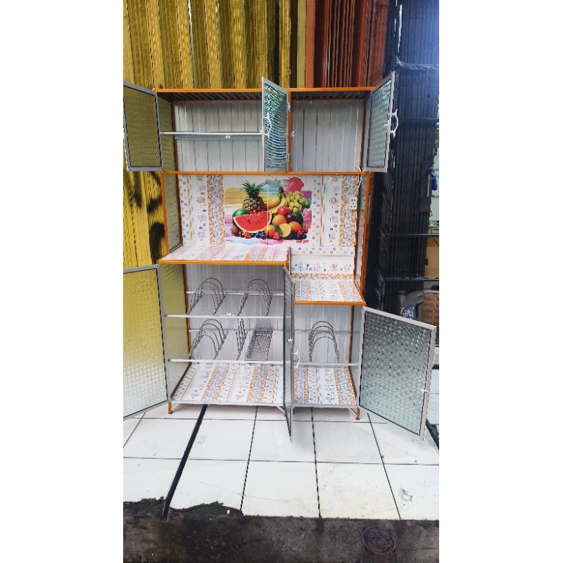 Lemari Piring 3pintu List Tebal Aluminium