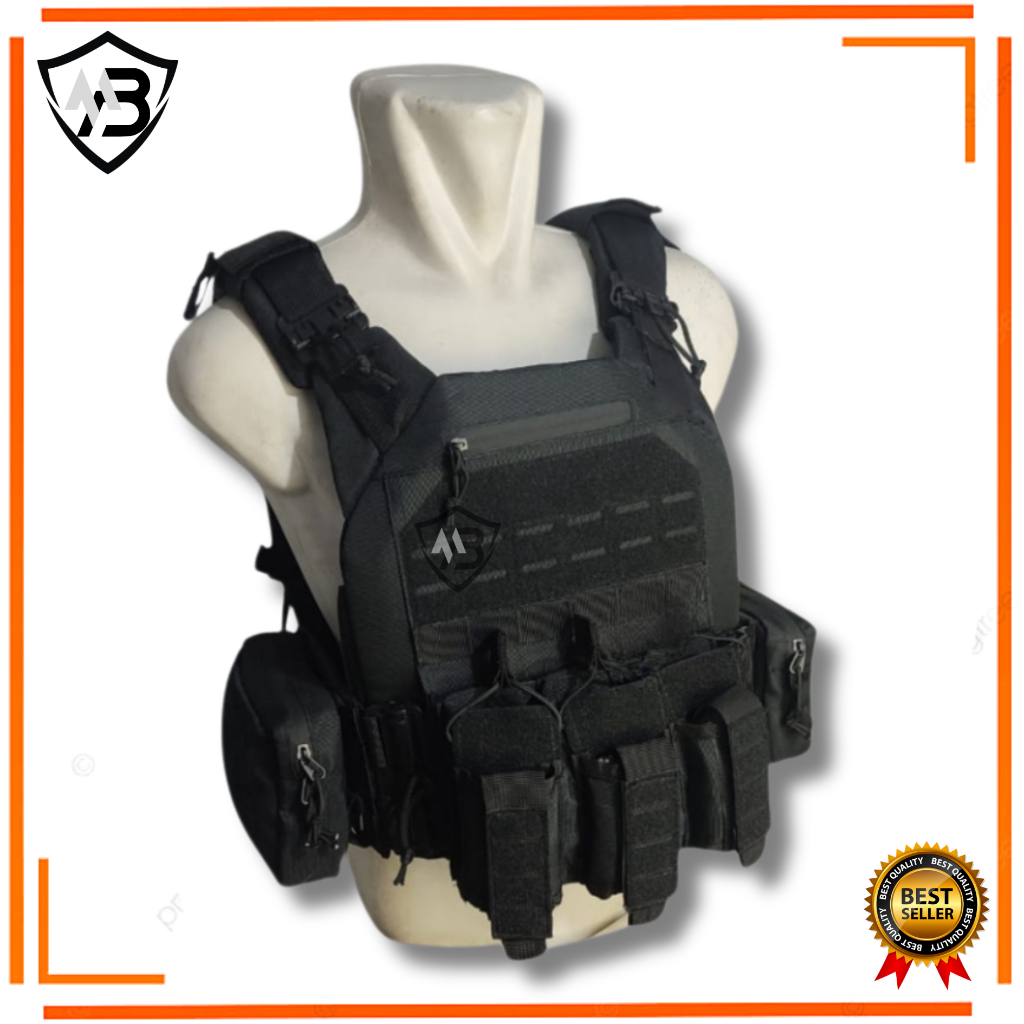 PROMO Rompi Body Vest Rajawali TNI POLISI Double Quick Release - Rompi Anti Peluru - Bodyvest Hitam